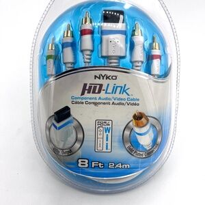 Nyko HD Link For Wii Component Audio Video Cable 8 ft Gold Plated NEW Sealed Vtg
